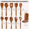 image:imageZulay Kitchen 9Piece Teak Wood Cooking Utensil Set  NonToxic amp NonStick Safe Wooden Spoons amp Kitchen Tools with Comfortable Grip Smooth Finish Natural Teak  Perfect Kitchen Gift Set12