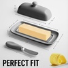 image:imageZulay Kitchen Ceramic Butter Dish with Lid For Countertop amp Stainless Steel Knife  Keeps Butter Soft amp Fresh  White Butter Dish with EasyGrip Knob Durable amp Everyday Butter Holder for Home  WhiteDish  Gray
