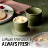 image:imageZulay Kitchen Ceramic Butter Dish with Lid For Countertop amp Stainless Steel Knife  Keeps Butter Soft amp Fresh  White Butter Dish with EasyGrip Knob Durable amp Everyday Butter Holder for Home  WhiteCrock  Cypress Green