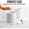 image:imageZulay Kitchen Ceramic Butter Dish with Lid For Countertop amp Stainless Steel Knife  Keeps Butter Soft amp Fresh  White Butter Dish with EasyGrip Knob Durable amp Everyday Butter Holder for Home  WhiteCrock  White