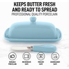 image:imageZulay Kitchen Ceramic Butter Dish with Lid For Countertop amp Stainless Steel Knife  Keeps Butter Soft amp Fresh  White Butter Dish with EasyGrip Knob Durable amp Everyday Butter Holder for Home  WhiteDish  Light Blue