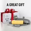 image:imageZulay Kitchen Ceramic Butter Dish with Lid For Countertop amp Stainless Steel Knife  Keeps Butter Soft amp Fresh  White Butter Dish with EasyGrip Knob Durable amp Everyday Butter Holder for Home  WhiteDish  Gray