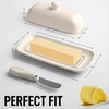 image:imageZulay Kitchen Ceramic Butter Dish with Lid For Countertop amp Stainless Steel Knife  Keeps Butter Soft amp Fresh  White Butter Dish with EasyGrip Knob Durable amp Everyday Butter Holder for Home  WhiteDish  Ivory