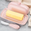 image:imageZulay Kitchen Ceramic Butter Dish with Lid For Countertop amp Stainless Steel Knife  Keeps Butter Soft amp Fresh  White Butter Dish with EasyGrip Knob Durable amp Everyday Butter Holder for Home  WhiteDish  Pink