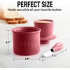 image:imageZulay Kitchen Ceramic Butter Dish with Lid For Countertop amp Stainless Steel Knife  Keeps Butter Soft amp Fresh  White Butter Dish with EasyGrip Knob Durable amp Everyday Butter Holder for Home  WhiteCrock  Dragonfruit