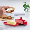 image:imageZulay Kitchen Ceramic Butter Dish with Lid For Countertop amp Stainless Steel Knife  Keeps Butter Soft amp Fresh  White Butter Dish with EasyGrip Knob Durable amp Everyday Butter Holder for Home  WhiteDish  Red