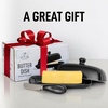 image:imageZulay Kitchen Ceramic Butter Dish with Lid For Countertop amp Stainless Steel Knife  Keeps Butter Soft amp Fresh  White Butter Dish with EasyGrip Knob Durable amp Everyday Butter Holder for Home  WhiteDish  Black