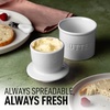 image:imageZulay Kitchen Ceramic Butter Dish with Lid For Countertop amp Stainless Steel Knife  Keeps Butter Soft amp Fresh  White Butter Dish with EasyGrip Knob Durable amp Everyday Butter Holder for Home  WhiteCrock  White