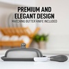 image:imageZulay Kitchen Ceramic Butter Dish with Lid For Countertop amp Stainless Steel Knife  Keeps Butter Soft amp Fresh  White Butter Dish with EasyGrip Knob Durable amp Everyday Butter Holder for Home  WhiteDish  Gray