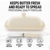 image:imageZulay Kitchen Ceramic Butter Dish with Lid For Countertop amp Stainless Steel Knife  Keeps Butter Soft amp Fresh  White Butter Dish with EasyGrip Knob Durable amp Everyday Butter Holder for Home  WhiteDish  Ivory