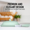image:imageZulay Kitchen Ceramic Butter Dish with Lid For Countertop amp Stainless Steel Knife  Keeps Butter Soft amp Fresh  White Butter Dish with EasyGrip Knob Durable amp Everyday Butter Holder for Home  WhiteDish  Mint