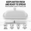 image:imageZulay Kitchen Ceramic Butter Dish with Lid For Countertop amp Stainless Steel Knife  Keeps Butter Soft amp Fresh  White Butter Dish with EasyGrip Knob Durable amp Everyday Butter Holder for Home  WhiteDish  White