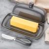 image:imageZulay Kitchen Ceramic Butter Dish with Lid For Countertop amp Stainless Steel Knife  Keeps Butter Soft amp Fresh  White Butter Dish with EasyGrip Knob Durable amp Everyday Butter Holder for Home  WhiteDish  Gray