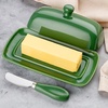 image:imageZulay Kitchen Ceramic Butter Dish with Lid For Countertop amp Stainless Steel Knife  Keeps Butter Soft amp Fresh  White Butter Dish with EasyGrip Knob Durable amp Everyday Butter Holder for Home  WhiteDish  Jade