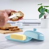image:imageZulay Kitchen Ceramic Butter Dish with Lid For Countertop amp Stainless Steel Knife  Keeps Butter Soft amp Fresh  White Butter Dish with EasyGrip Knob Durable amp Everyday Butter Holder for Home  WhiteDish  Light Blue