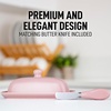 image:imageZulay Kitchen Ceramic Butter Dish with Lid For Countertop amp Stainless Steel Knife  Keeps Butter Soft amp Fresh  White Butter Dish with EasyGrip Knob Durable amp Everyday Butter Holder for Home  WhiteDish  Pink