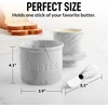 image:imageZulay Kitchen Ceramic Butter Dish with Lid For Countertop amp Stainless Steel Knife  Keeps Butter Soft amp Fresh  White Butter Dish with EasyGrip Knob Durable amp Everyday Butter Holder for Home  WhiteCrock  Marble