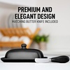 image:imageZulay Kitchen Ceramic Butter Dish with Lid For Countertop amp Stainless Steel Knife  Keeps Butter Soft amp Fresh  White Butter Dish with EasyGrip Knob Durable amp Everyday Butter Holder for Home  WhiteDish  Black