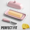 image:imageZulay Kitchen Ceramic Butter Dish with Lid For Countertop amp Stainless Steel Knife  Keeps Butter Soft amp Fresh  White Butter Dish with EasyGrip Knob Durable amp Everyday Butter Holder for Home  WhiteDish  Pink