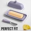 image:imageZulay Kitchen Ceramic Butter Dish with Lid For Countertop amp Stainless Steel Knife  Keeps Butter Soft amp Fresh  White Butter Dish with EasyGrip Knob Durable amp Everyday Butter Holder for Home  WhiteDish  Periwinkle