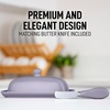 image:imageZulay Kitchen Ceramic Butter Dish with Lid For Countertop amp Stainless Steel Knife  Keeps Butter Soft amp Fresh  White Butter Dish with EasyGrip Knob Durable amp Everyday Butter Holder for Home  WhiteDish  Periwinkle