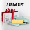 image:imageZulay Kitchen Ceramic Butter Dish with Lid For Countertop amp Stainless Steel Knife  Keeps Butter Soft amp Fresh  White Butter Dish with EasyGrip Knob Durable amp Everyday Butter Holder for Home  WhiteDish  Mint
