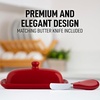 image:imageZulay Kitchen Ceramic Butter Dish with Lid For Countertop amp Stainless Steel Knife  Keeps Butter Soft amp Fresh  White Butter Dish with EasyGrip Knob Durable amp Everyday Butter Holder for Home  WhiteDish  Red