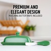 image:imageZulay Kitchen Ceramic Butter Dish with Lid For Countertop amp Stainless Steel Knife  Keeps Butter Soft amp Fresh  White Butter Dish with EasyGrip Knob Durable amp Everyday Butter Holder for Home  WhiteDish  Jade