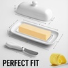 image:imageZulay Kitchen Ceramic Butter Dish with Lid For Countertop amp Stainless Steel Knife  Keeps Butter Soft amp Fresh  White Butter Dish with EasyGrip Knob Durable amp Everyday Butter Holder for Home  WhiteDish  White