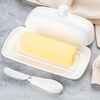 image:imageZulay Kitchen Ceramic Butter Dish with Lid For Countertop amp Stainless Steel Knife  Keeps Butter Soft amp Fresh  White Butter Dish with EasyGrip Knob Durable amp Everyday Butter Holder for Home  WhiteDish  White