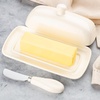 image:imageZulay Kitchen Ceramic Butter Dish with Lid For Countertop amp Stainless Steel Knife  Keeps Butter Soft amp Fresh  White Butter Dish with EasyGrip Knob Durable amp Everyday Butter Holder for Home  WhiteDish  Ivory