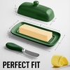 image:imageZulay Kitchen Ceramic Butter Dish with Lid For Countertop amp Stainless Steel Knife  Keeps Butter Soft amp Fresh  White Butter Dish with EasyGrip Knob Durable amp Everyday Butter Holder for Home  WhiteDish  Jade