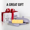 image:imageZulay Kitchen Ceramic Butter Dish with Lid For Countertop amp Stainless Steel Knife  Keeps Butter Soft amp Fresh  White Butter Dish with EasyGrip Knob Durable amp Everyday Butter Holder for Home  WhiteDish  Periwinkle