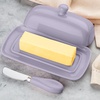 image:imageZulay Kitchen Ceramic Butter Dish with Lid For Countertop amp Stainless Steel Knife  Keeps Butter Soft amp Fresh  White Butter Dish with EasyGrip Knob Durable amp Everyday Butter Holder for Home  WhiteDish  Periwinkle