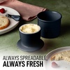 image:imageZulay Kitchen Ceramic Butter Dish with Lid For Countertop amp Stainless Steel Knife  Keeps Butter Soft amp Fresh  White Butter Dish with EasyGrip Knob Durable amp Everyday Butter Holder for Home  WhiteCrock  Midnight Blue