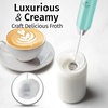 image:imageZulay Kitchen Executive Series Milk Frother Wand  Upgraded amp Improved Stand  Ideal Coffee Gift  Coffee Frother Handheld Foam Maker For Lattes  Electric Milk Frother Handheld For CappuccinoLux Blue Teal