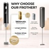 image:imageZulay Kitchen Executive Series Milk Frother Wand  Upgraded amp Improved Stand  Ideal Coffee Gift  Coffee Frother Handheld Foam Maker For Lattes  Electric Milk Frother Handheld For CappuccinoUltra Black