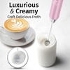 image:imageZulay Kitchen Executive Series Milk Frother Wand  Upgraded amp Improved Stand  Ideal Coffee Gift  Coffee Frother Handheld Foam Maker For Lattes  Electric Milk Frother Handheld For CappuccinoLux Pink Salt