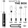 image:imageZulay Kitchen Executive Series Milk Frother Wand  Upgraded amp Improved Stand  Ideal Coffee Gift  Coffee Frother Handheld Foam Maker For Lattes  Electric Milk Frother Handheld For CappuccinoUltra Black