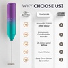 image:imageZulay Kitchen Powerful Milk Frother Wand  Handheld Stainless Steel  Battery Operated Drink Mixer for Coffee Lattes Cappuccino Matcha  Froth Mate Frother Gift  Absolute BlackOmbre Purple teal