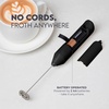 image:imageZulay Kitchen Powerful Milk Frother Wand  Handheld Stainless Steel  Battery Operated Drink Mixer for Coffee Lattes Cappuccino Matcha  Froth Mate Frother Gift  Midnight BlackZero Black