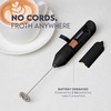 image:imageZulay Kitchen Powerful Milk Frother Wand  Handheld Stainless Steel  Battery Operated Drink Mixer for Coffee Lattes Cappuccino Matcha  Froth Mate Frother Gift  Absolute BlackZero Black