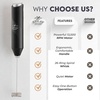 image:imageZulay Kitchen Powerful Milk Frother Wand  Handheld Stainless Steel  Battery Operated Drink Mixer for Coffee Lattes Cappuccino Matcha  Froth Mate Frother Gift  Absolute BlackMidnight Black