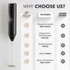 image:imageZulay Kitchen Powerful Milk Frother Wand  Handheld Stainless Steel  Battery Operated Drink Mixer for Coffee Lattes Cappuccino Matcha  Froth Mate Frother Gift  Midnight BlackZero Black