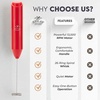image:imageZulay Kitchen Powerful Milk Frother Wand  Handheld Stainless Steel  Battery Operated Drink Mixer for Coffee Lattes Cappuccino Matcha  Froth Mate Frother Gift  Absolute BlackApple Red