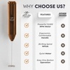 image:imageZulay Kitchen Powerful Milk Frother Wand  Handheld Stainless Steel  Battery Operated Drink Mixer for Coffee Lattes Cappuccino Matcha  Froth Mate Frother Gift  Midnight BlackWalnut Brown