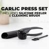 image:imageZulay Kitchen Premium Garlic Press Set  Rust Proof Professional Garlic Mincer Tool  EasySqueeze EasyClean with Soft Ergonomic Handle  Silicone Garlic Peeler amp Brush SilverPremium Black