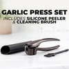image:imageZulay Kitchen Premium Garlic Press Set  Rust Proof Professional Garlic Mincer Tool  EasySqueeze EasyClean with Soft Ergonomic Handle  Silicone Garlic Peeler amp Brush SilverPremium Dark Gray