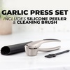 image:imageZulay Kitchen Premium Garlic Press Set  Rust Proof Professional Garlic Mincer Tool  EasySqueeze EasyClean with Soft Ergonomic Handle  Silicone Garlic Peeler amp Brush SilverPremium Imperial Silver