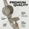 image:imageZulay Kitchen Premium Garlic Press Set  Rust Proof Professional Garlic Mincer Tool  EasySqueeze EasyClean with Soft Ergonomic Handle  Silicone Garlic Peeler amp Brush SilverStandard Imperial Silver